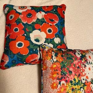 2 Reversible Poppy and Floral Pillows by Anthropologie